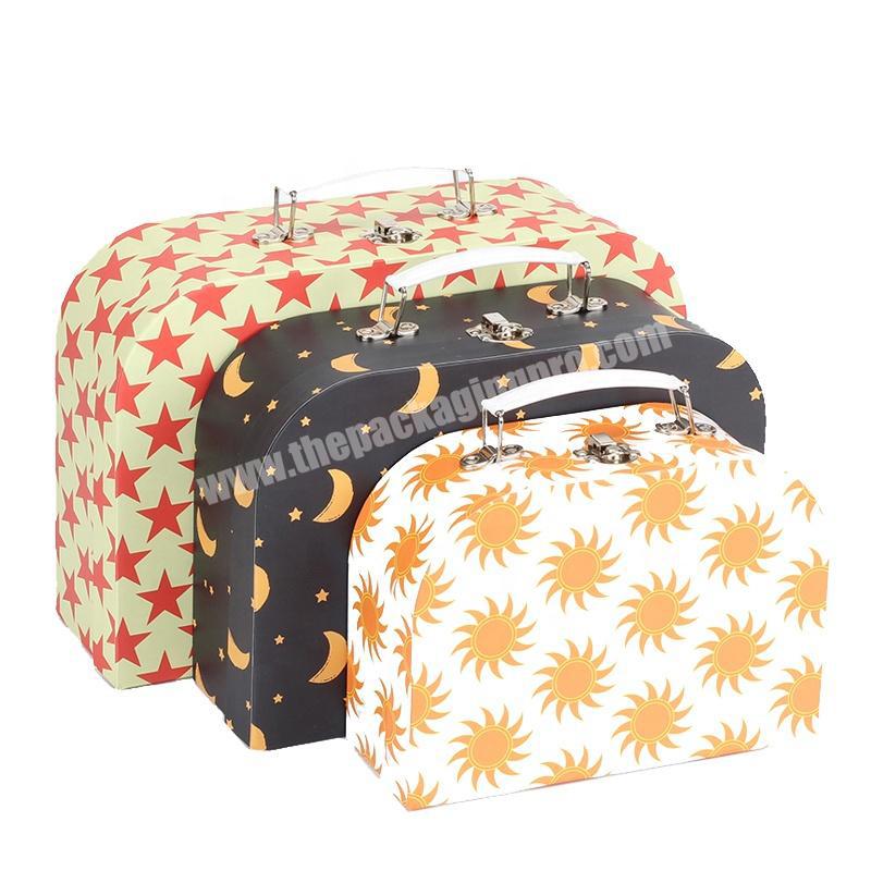 Custom cardboard paste box 3boxes set suitcase flower box cardboard luxury small box packaging factory