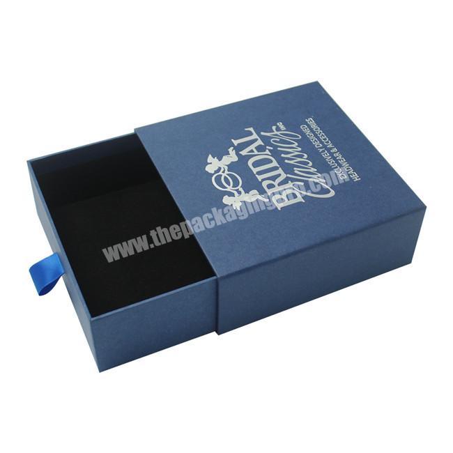 Navy Blue Cardboard Slide Packaging Box Drawer Box with Insert Tray