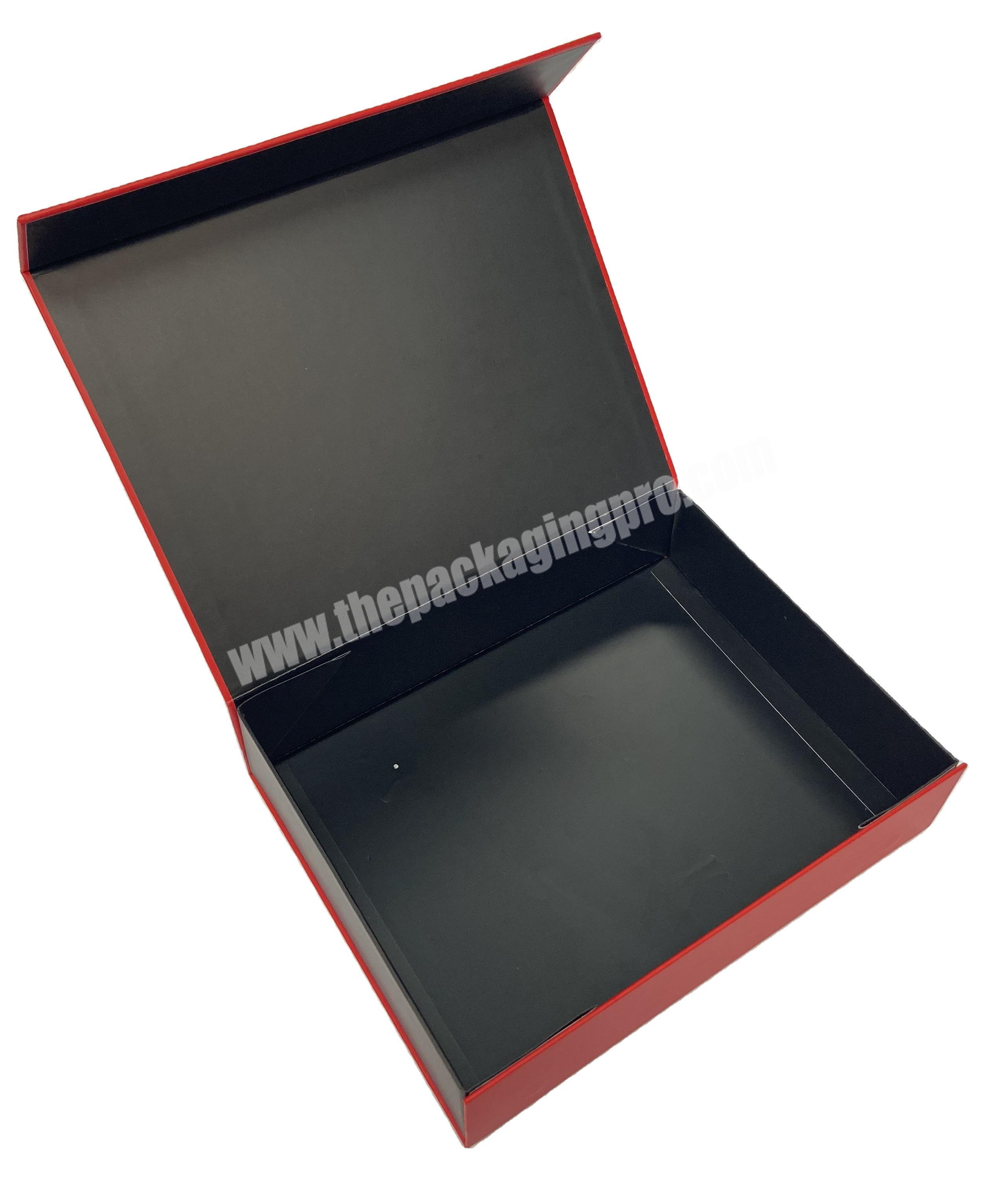 Custom logo red flip folding cardboard paper folding magnetic closure gift box