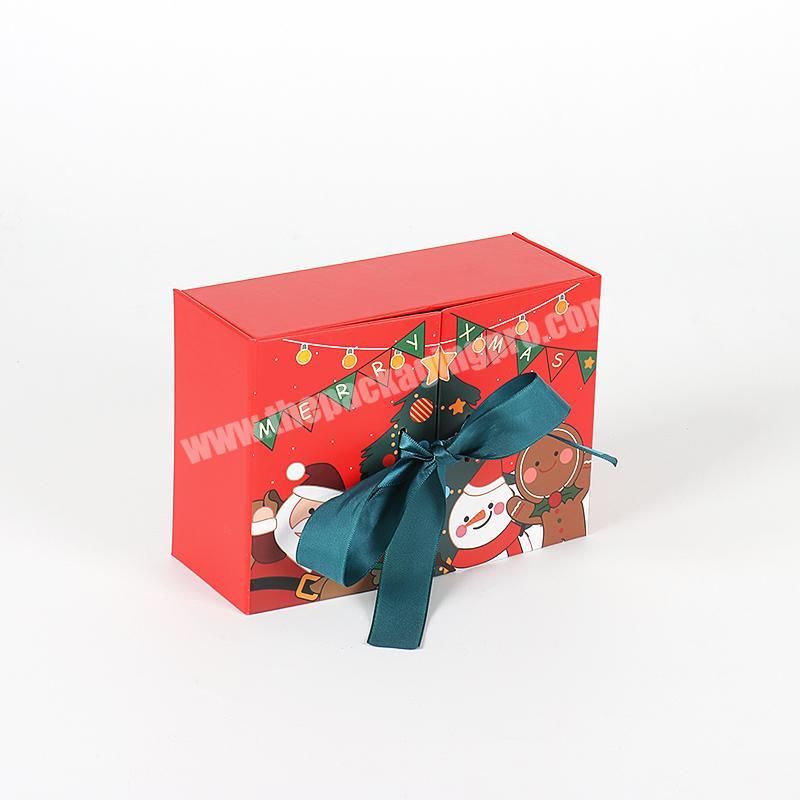 New Product Ideas 2022 Cosmetic Perfume Skin Care Packaging Gift Boxes Double Open Door Christmas Gift Box With Ribbon