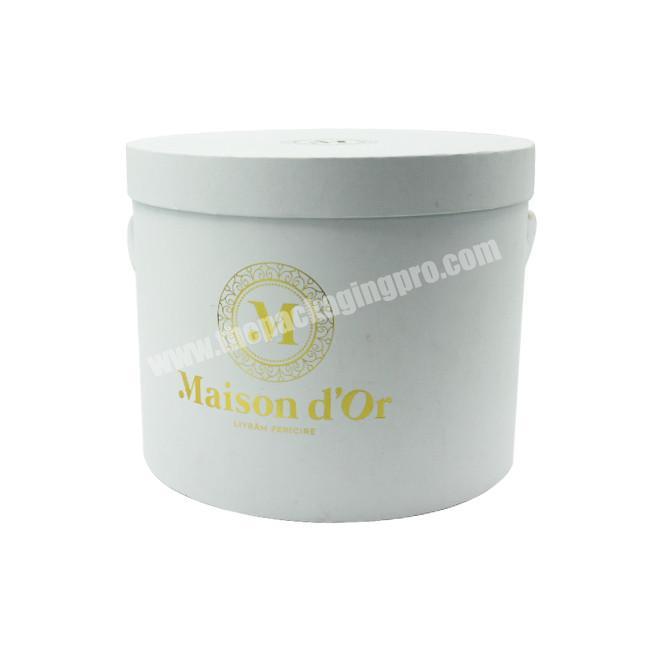 New!!! White Sweet Round Cardboard Boxes Custom Logo Hot-Stamping For Flowers