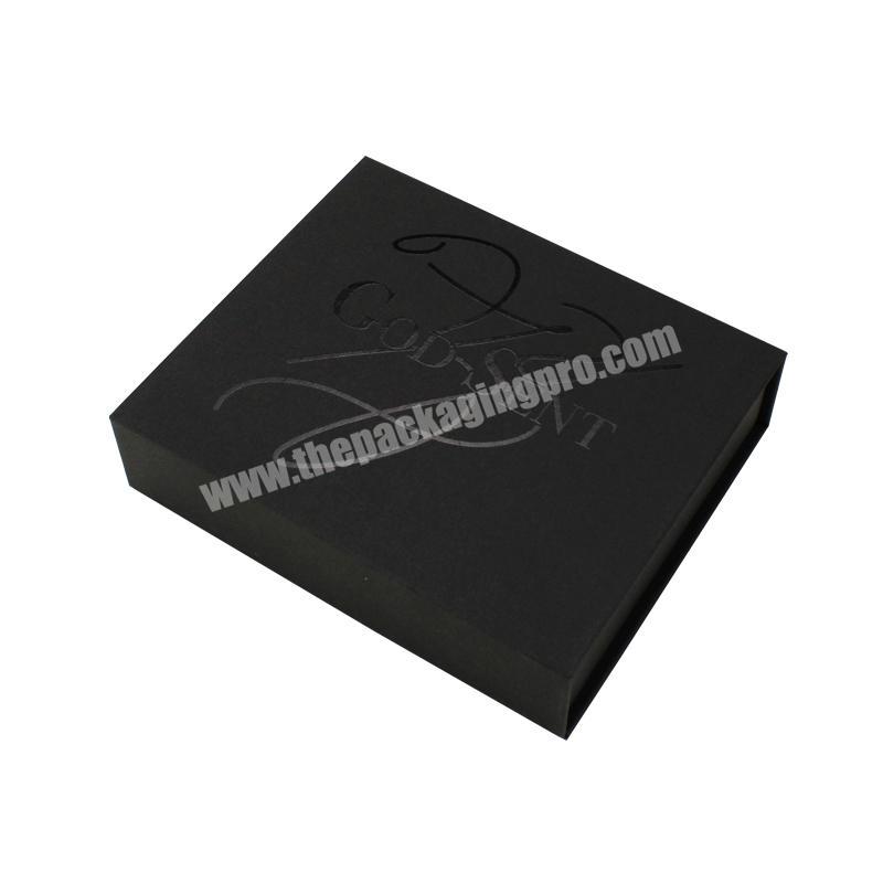 New design medium magnetic black gift box with spot uv Printing