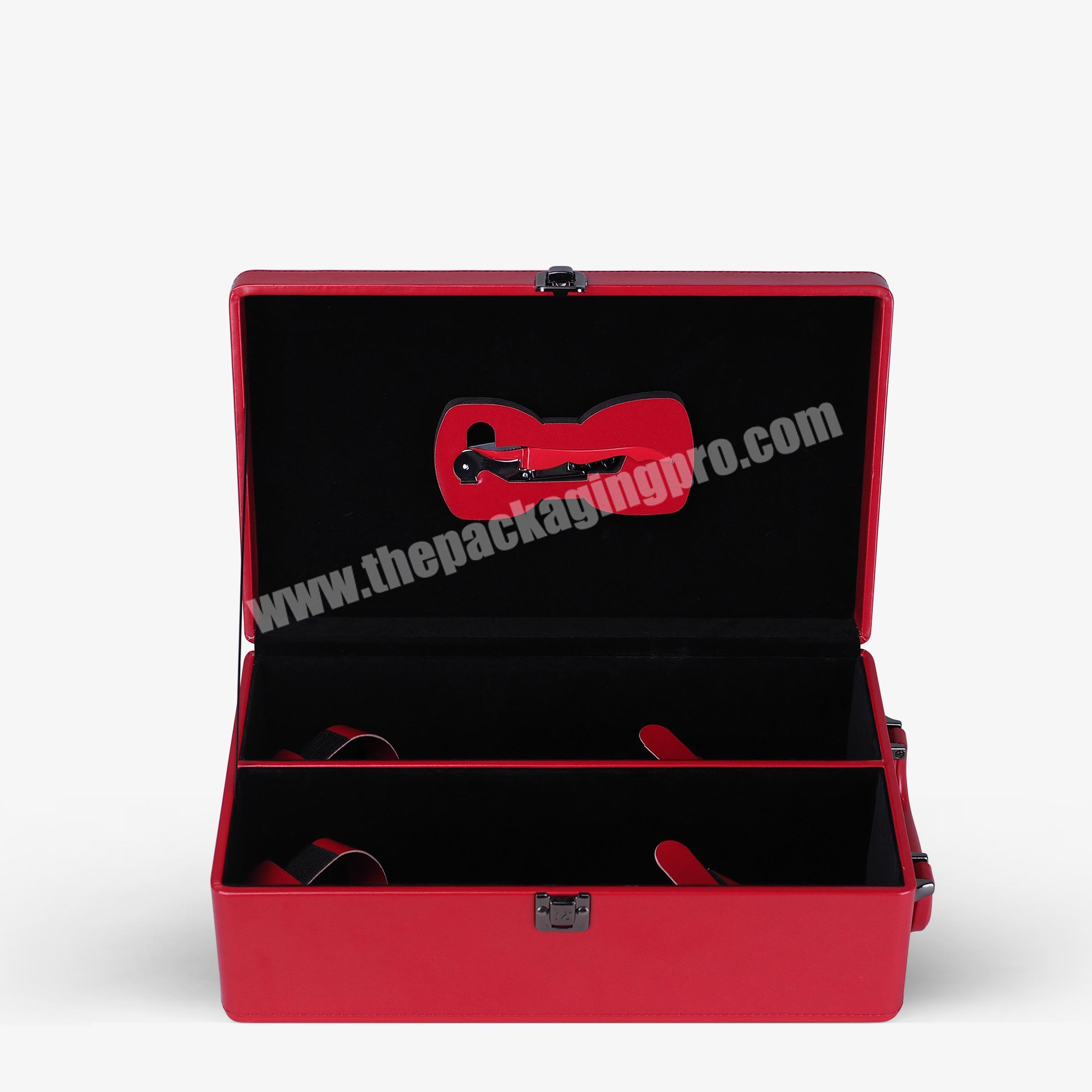 New design pu leather wine box custom wine box luxurious 2 pack wine boxes