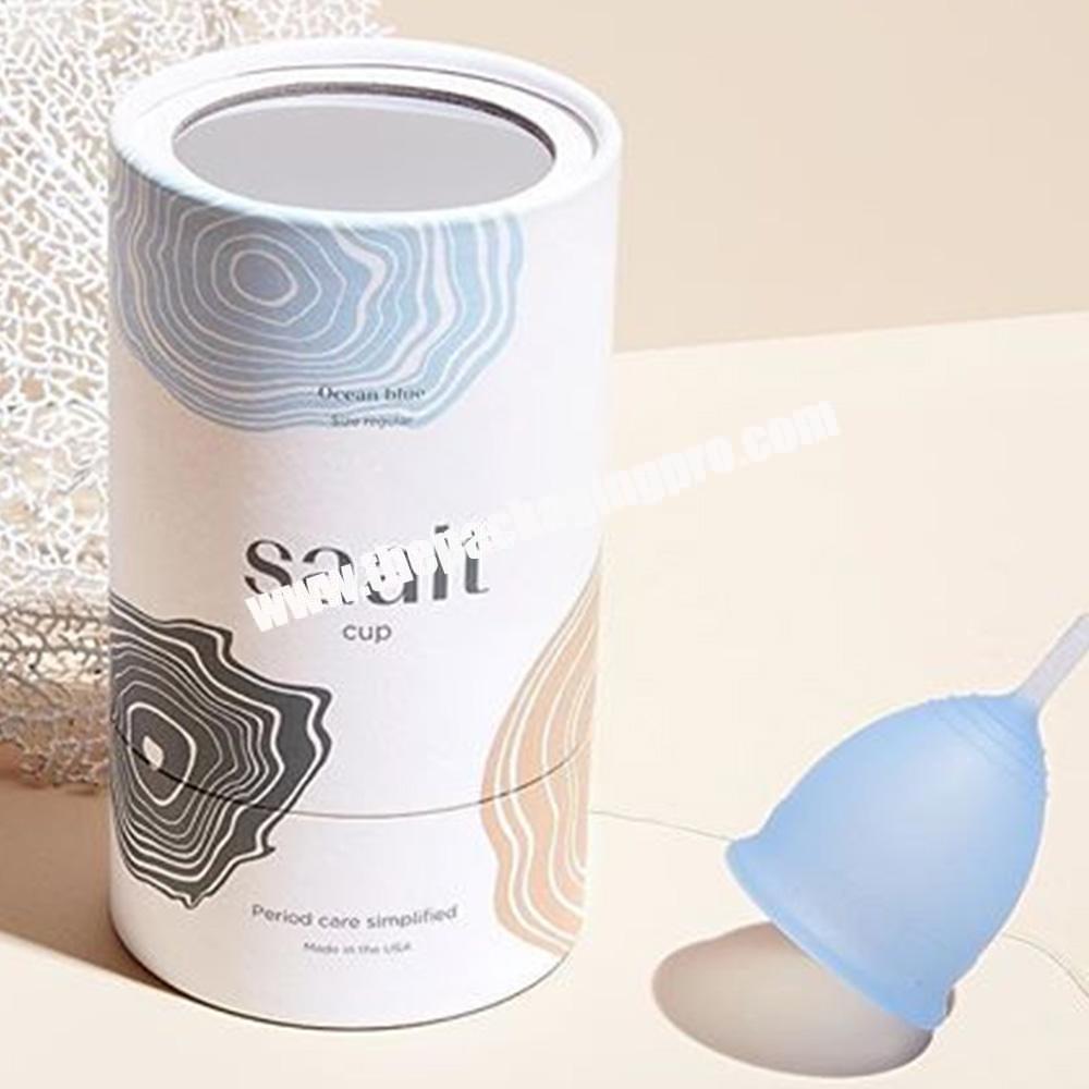 Customized Logo Printed Paper Menstrual Cup Packaging Round Shape Tube Cylinder Gift Box