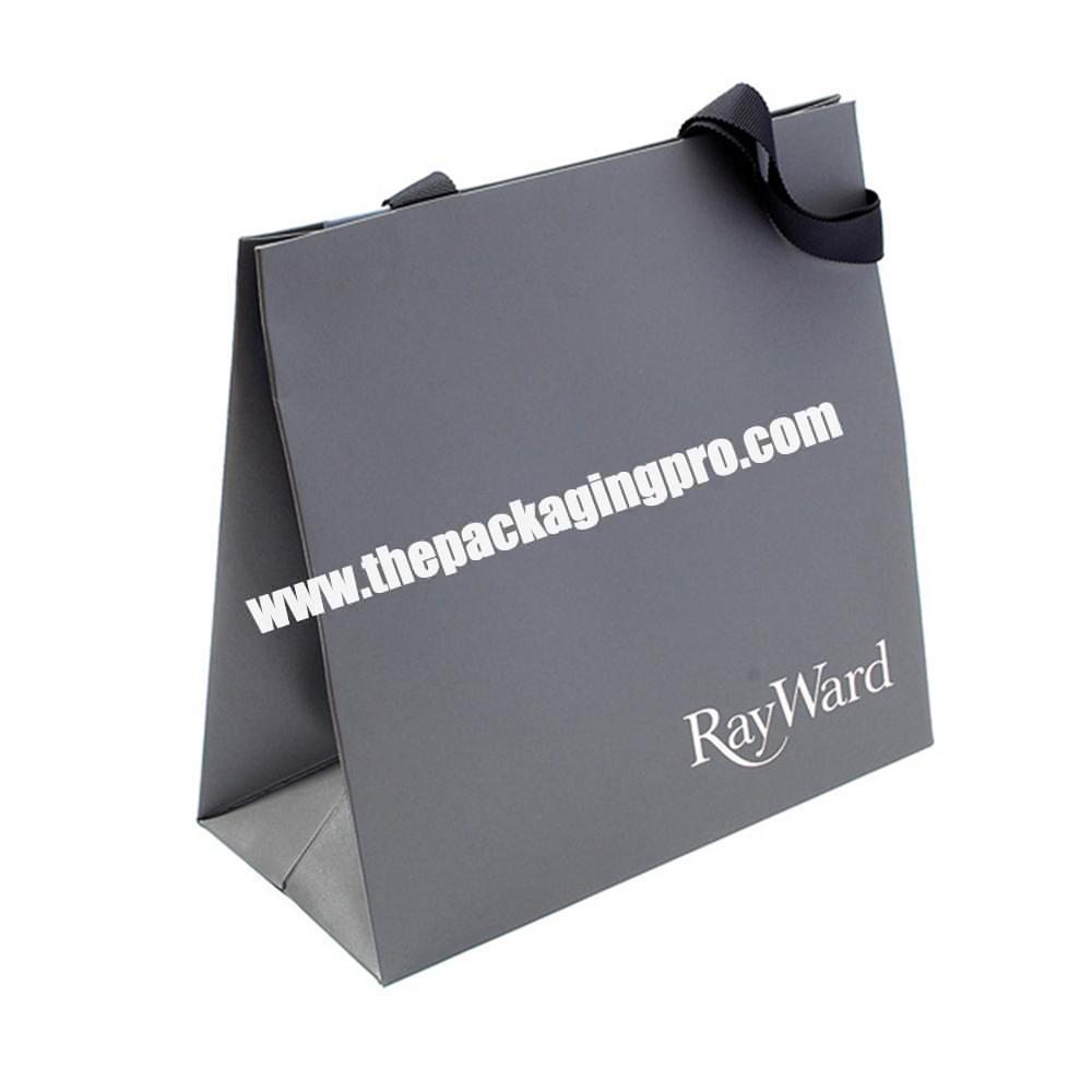 OEM Branded Logo Luxury Black Paper Jewelry Packaging Wrapping Gift Shopping Bag