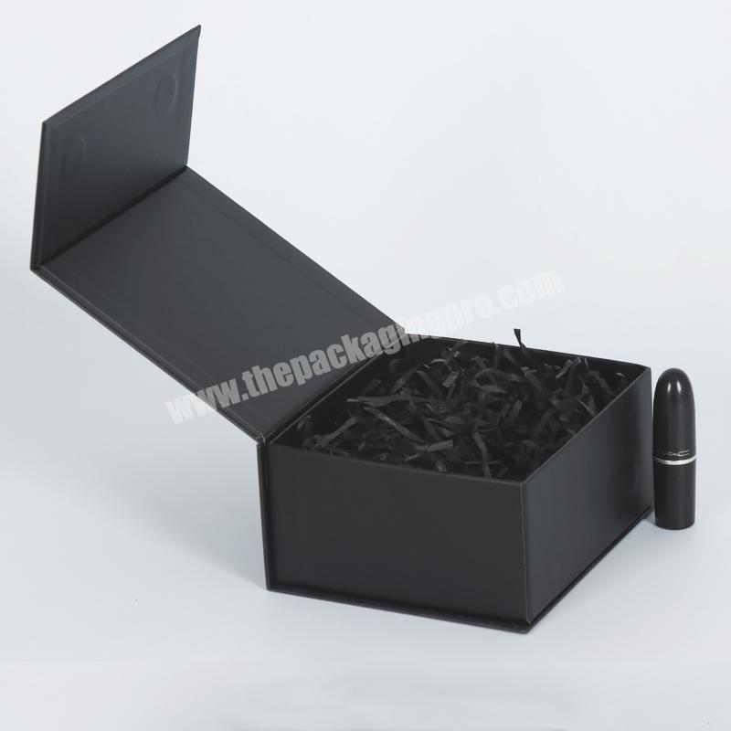 OEM Factory Made Cardboard Luxury Black Magnetic Box Cosmetic Skin Care Lipstick Gift Packaging Magnet Boxes For Gift
