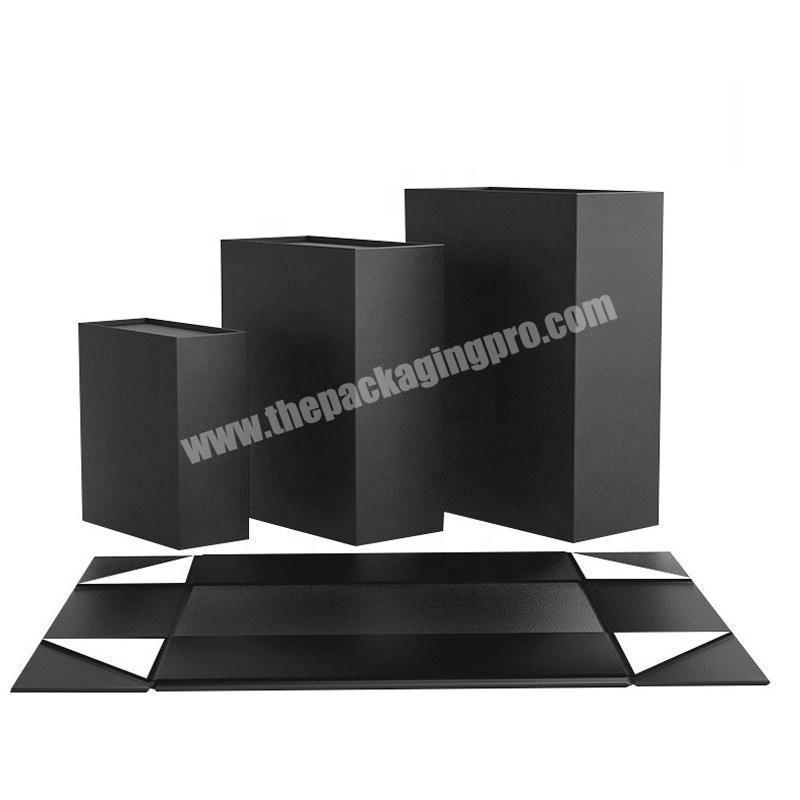 OEM High Quality Clothing Packaging Customize Cardboard Magnetic Folding Gift Box Black Printing Foldable Box Package