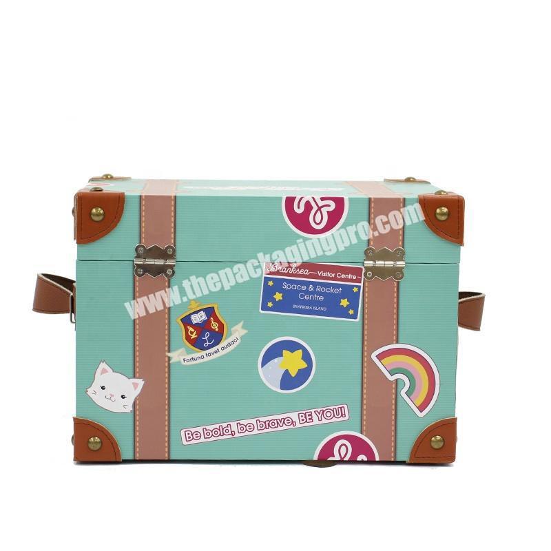 Packaging kids square cardboard paper box baby storage children suitcase manufacturer