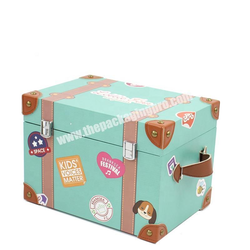 Packaging kids square cardboard paper box baby storage children suitcase wholesaler