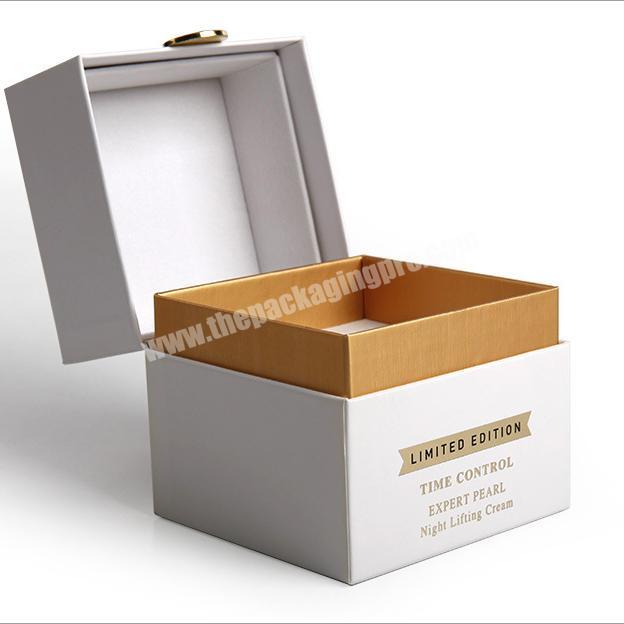 Paper Packaging Rigid Cardboard With Bottom Gold Foil Luxury Custom Logo Gift Box Clear Lid