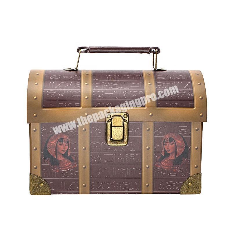 Paper box with handle luxury package suitcase recycled favors storage cardboard treasure chest