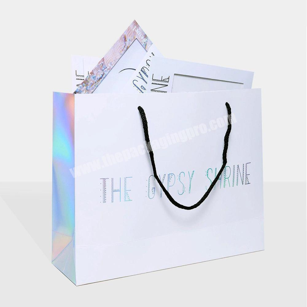 Personalised Custom Pepar Packaging Hologram Paper Bags For Clothing Store