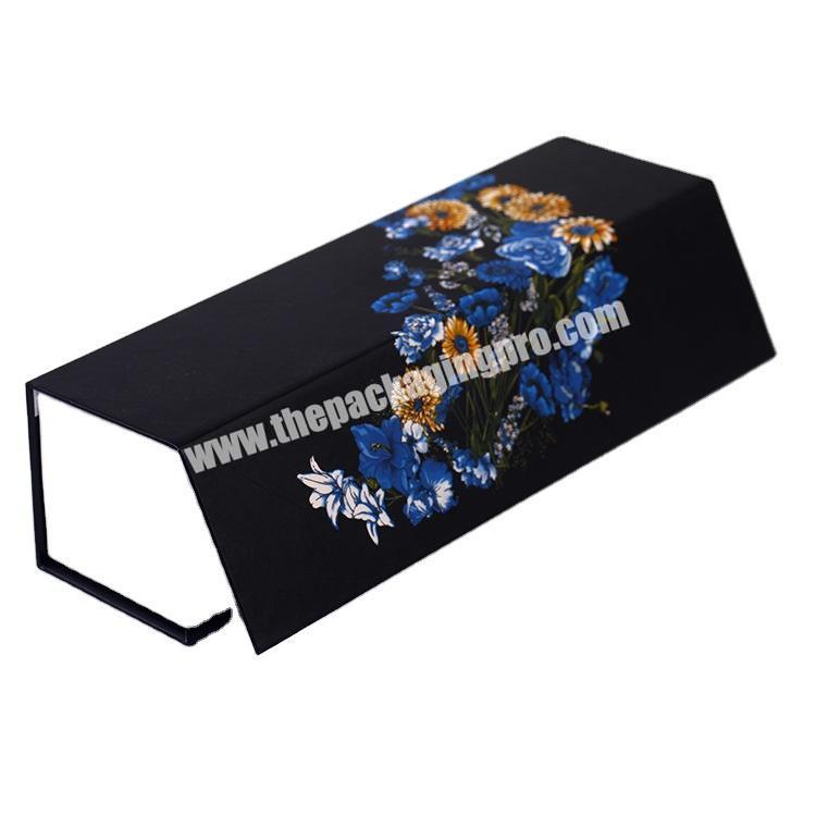 Personalized Custom Gift Boxes Wholesale Black Magnetic Flip Top Rigid Cardboard Box for Necklace Packaging