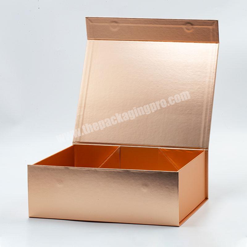 Personalized paperboard rose gold gift boxes packaging with magnetic lid