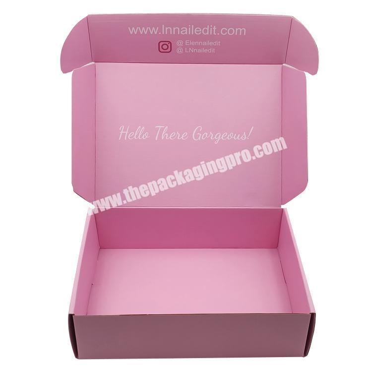 Pink Corrugated Cardboard Carton Mailer Shipping gift Boxes Custom Logo Paper packaging for Clothes Shirt pants dress
