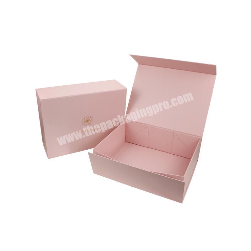 Pink Magnetic Collapsible Paper Recycled Cardboard Packaging Box Closure For Women Cloathing