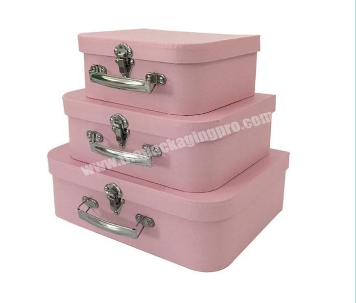 Pink cardboard suitcase gift packaging box set