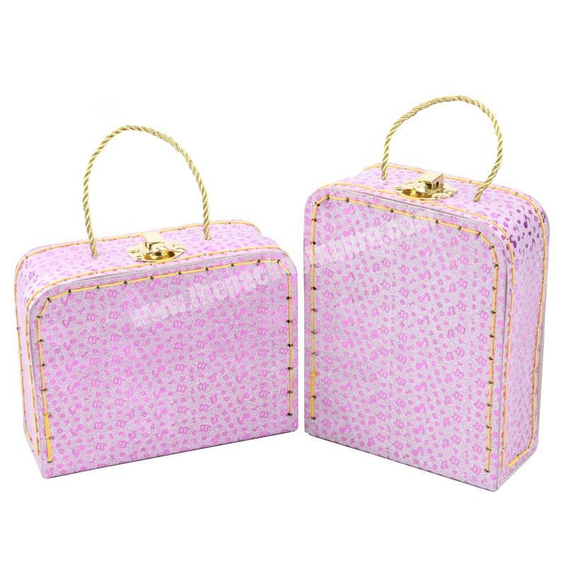 Pink music symbol pattern shining colored box package kids carton paper box suitcase