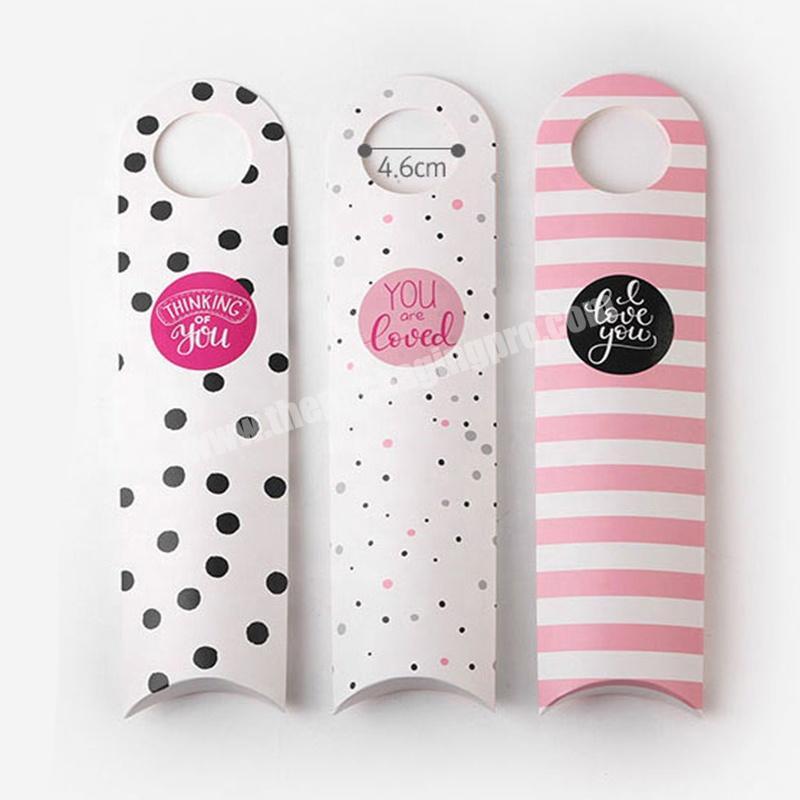 Pink striped long portable biscuit box gift packaging pillow box