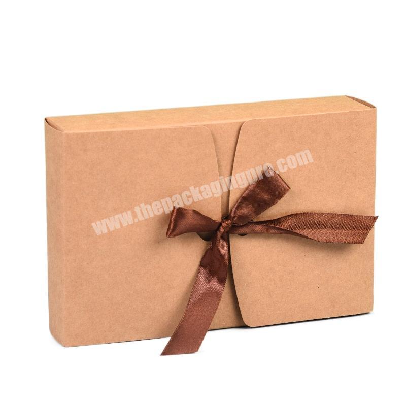 Popular wood color gift boxes custom holiday gift wrapping with bow ribbon