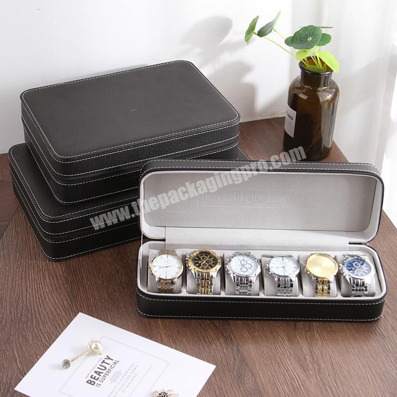 Portable Dustproof PU Leather Zipper Men Watch Set Storage Box Simple Leather Bracelet Watch Ever Organizer Display Packing Box