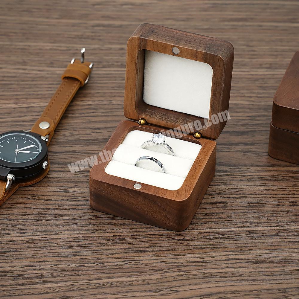Portable Wedding Proposal Wooden Jewelry Packaging Box Small Travel Ring Stud Earrings Pendant Mini Jewelry Storage Box