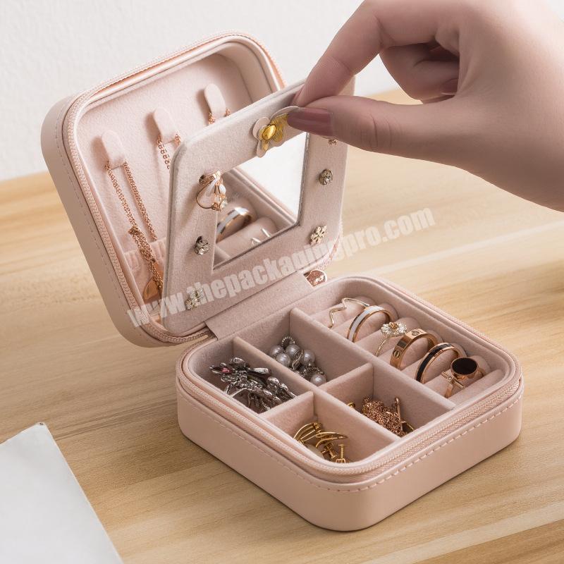 Mini Jewelry Box With Mirror Plastic Jewelry Organizer for Women