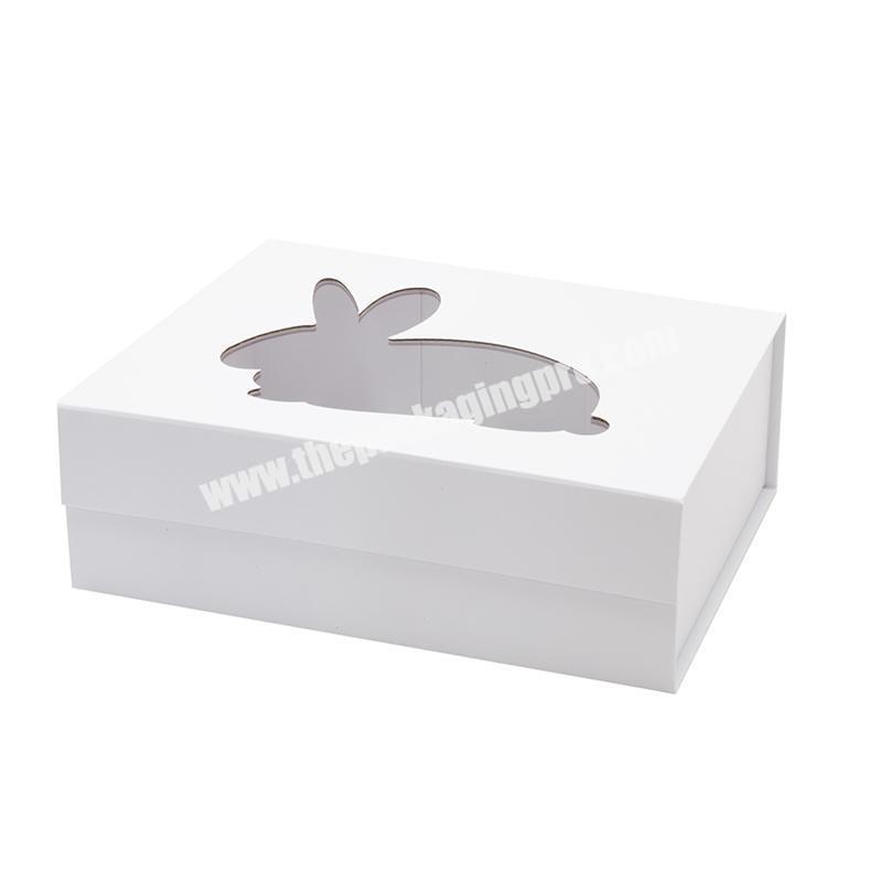 Custom design rigid cardboard magnetic closure white gift packaging box wholesale