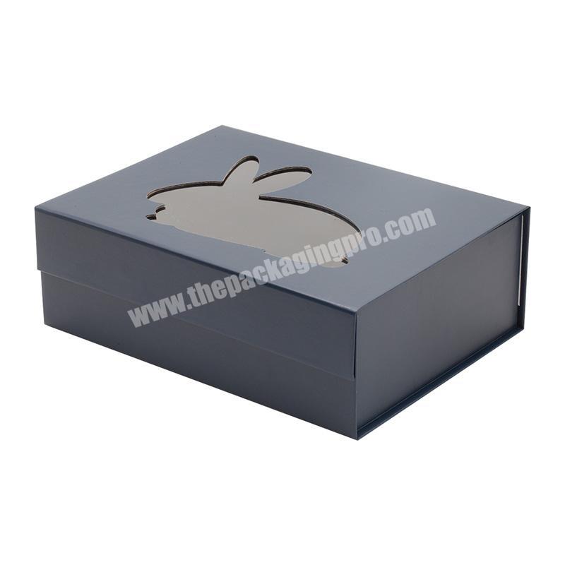 Personalized premium navy blue color magnet foldable Easter gift packing box
