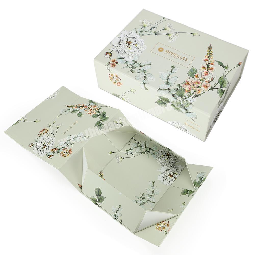 Printing Flower Rigid Foldable Gift Box Custom Magnetic Flat Bed Sheet Packaging Box