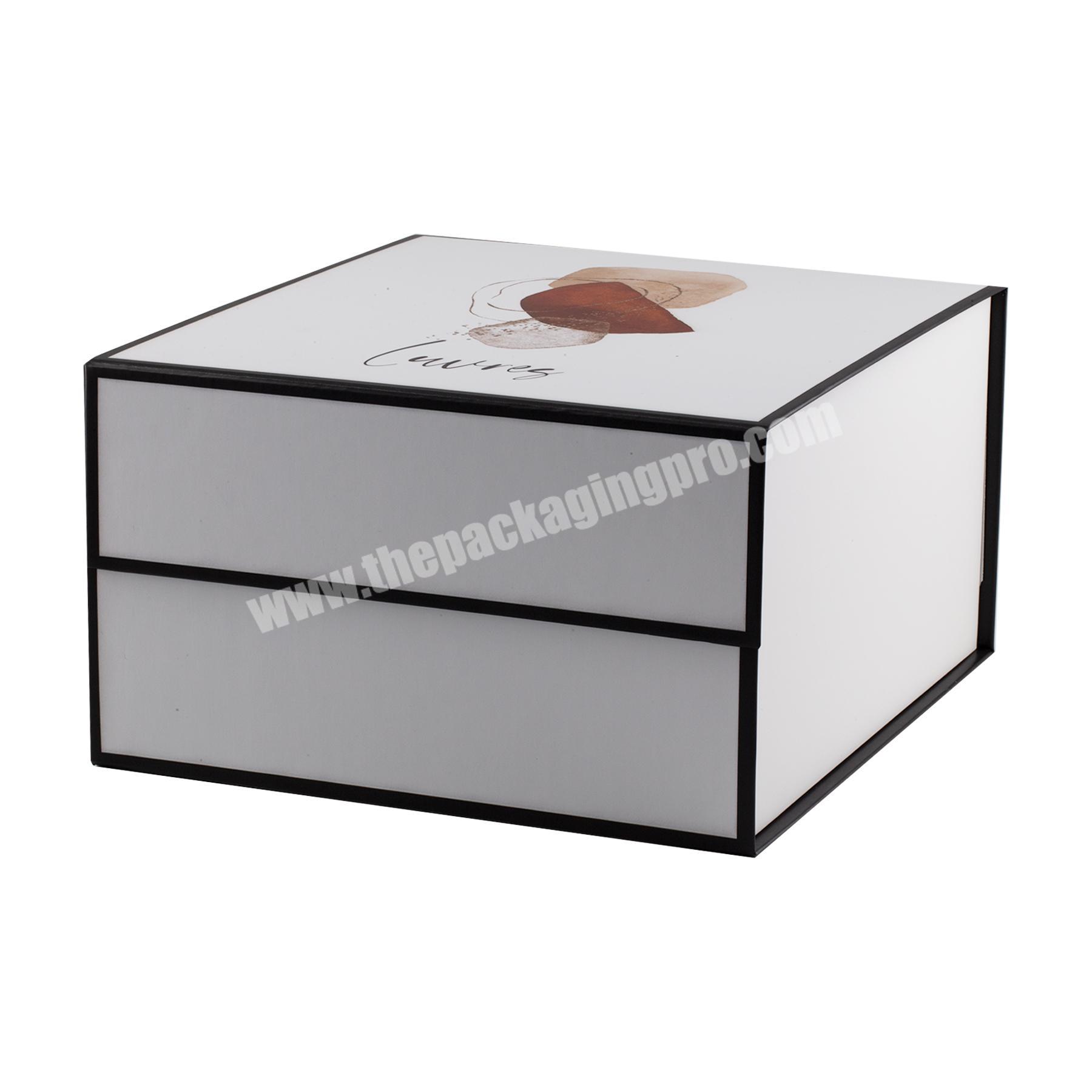 Private logo printing folding box with large size deep square packing box for gift flip box with magnetic closure matte