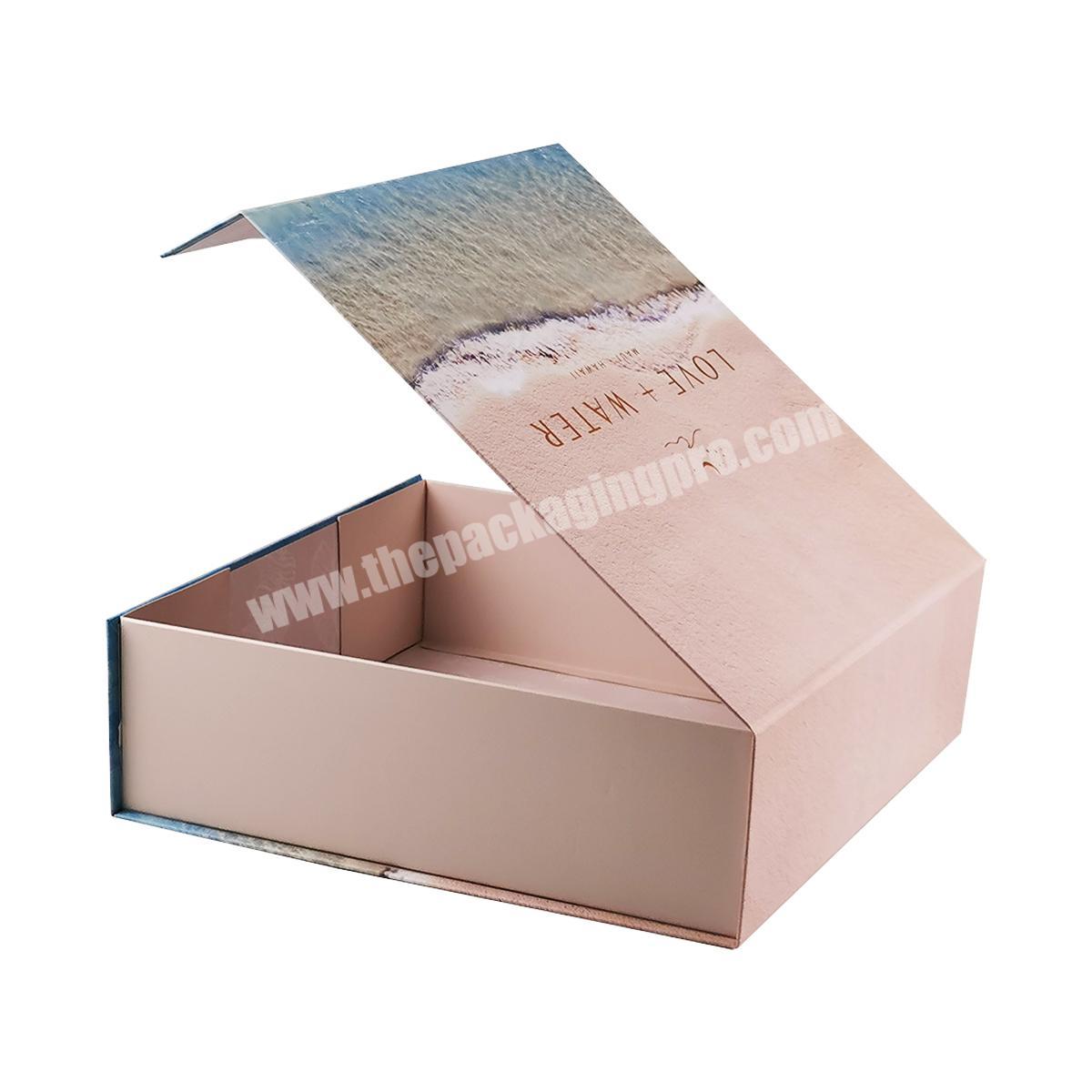 personalize Private printing with hot stamping and embossing logo on top of lid folding box with magnetic flap top box large size for gift