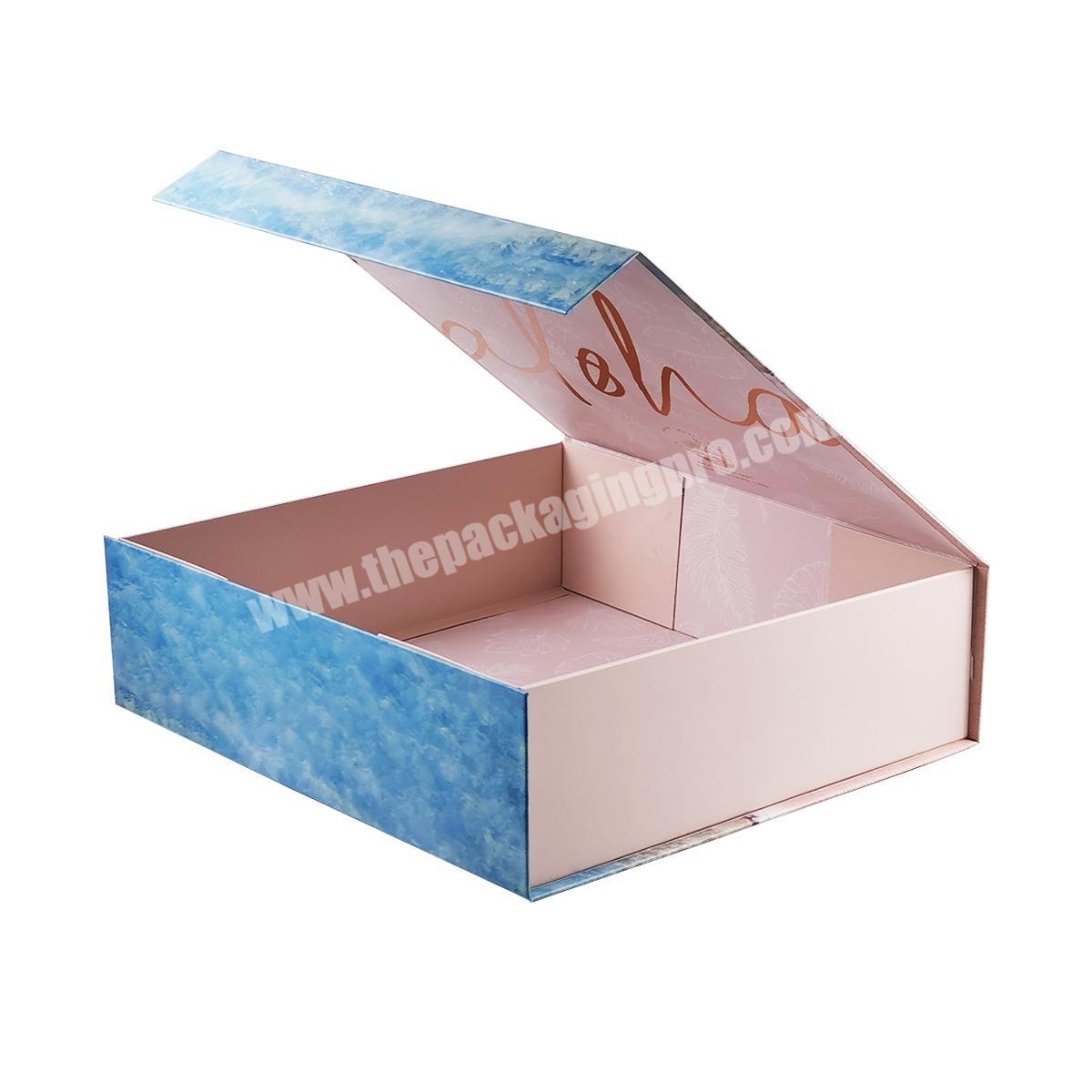 custom Private printing with hot stamping and embossing logo on top of lid folding box with magnetic flap top box large size for gift 