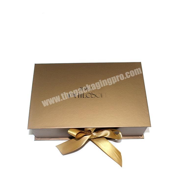 Professional custom large matte paper luxury makeup gift packing box with ribbon