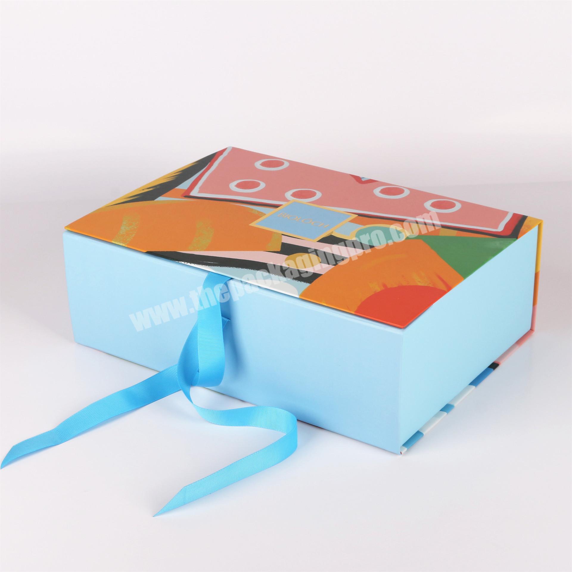Professional custom new style ribbon folding gift box for clothes packaging