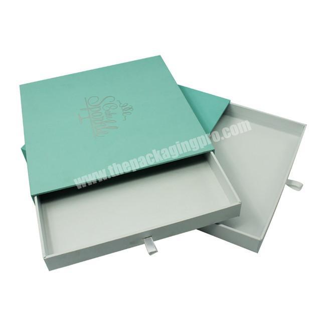 Promotion Silver Stamping Drawer Style Paper Packaging Box, Wholesale Green Matt Lamination Hair Extension Box