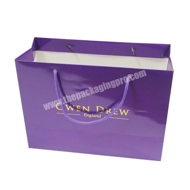 Purple Paper Bag New Style Glossy Gift Bag Clothing and Shoe Packing Coated Paper Bags with Handle Paper Box Customized HS