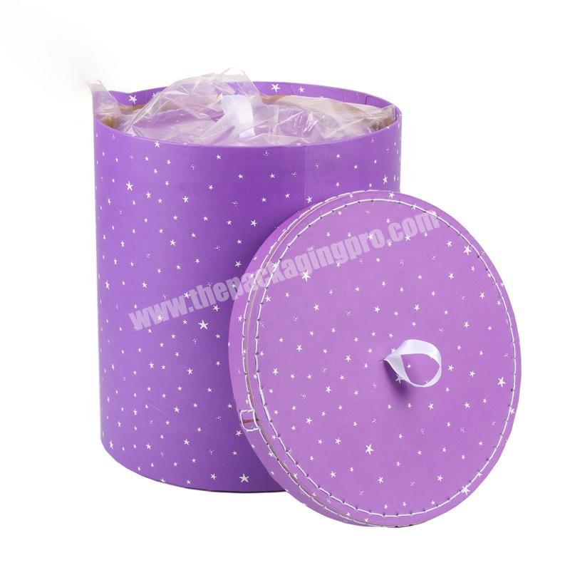 Purple cylinder cardboard box packaging carton packaging box custom logo elegant paper gift box