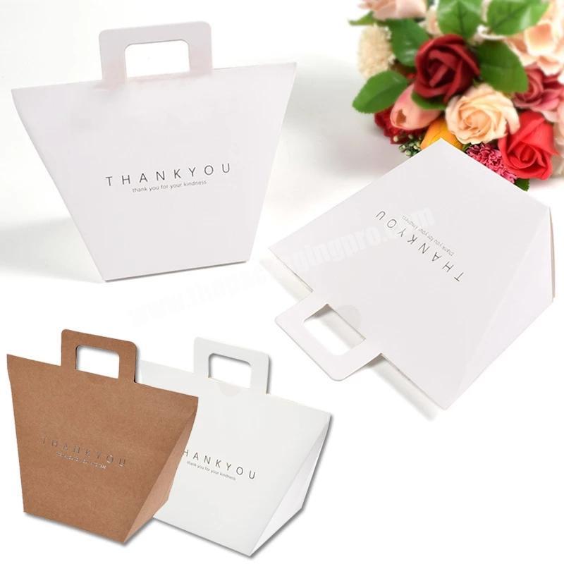 Recyclable brown white kraft small paper bags printed logo kraft paper bags with handles