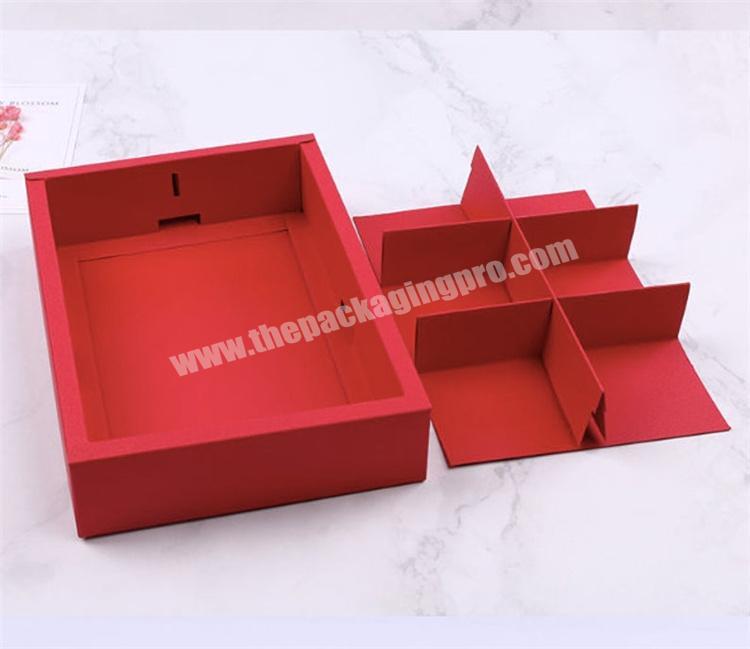 Red Velvet Chinese New Year Gift Box Packaging With Lid