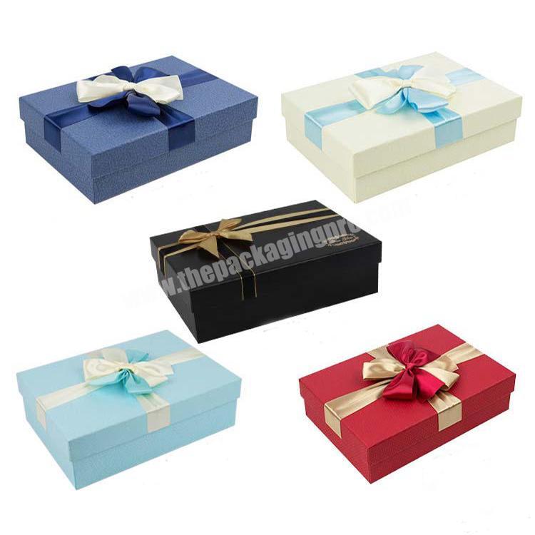 Retailed Lovely Gift Box With Flower Bow Ribbon Gift Paper Cardboard Box with Ribbon Packaging
