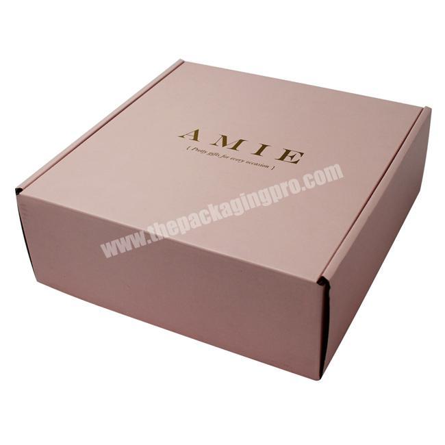 Shipping Corrugated OEM Specification Pink Cardboard Gift Packaging Mailing Box With Gold Foil Logo