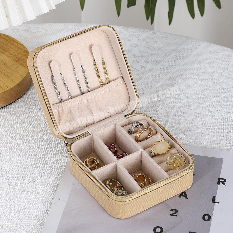 Small PU Leather Velvet Inside Simple TravelJewelry Storage Box Exquisite Portable Earrings Ring Necklace Jewelry Packaging Box