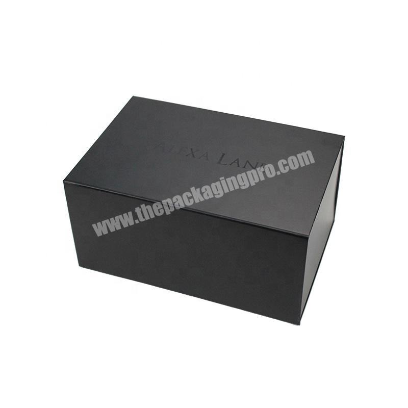 Speedy Assembling Durable  Inside Custom Folding Magnetic Black Gift Box