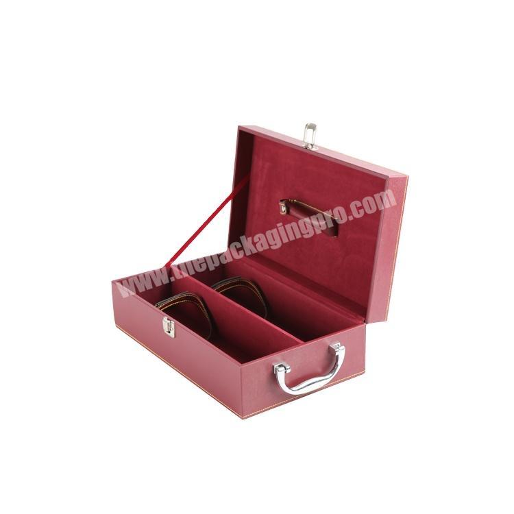 Splendid Products Gift PU Leather Red Wine Box Packaging Magnet And Wine Accessories Luxury Vintage Wine Box