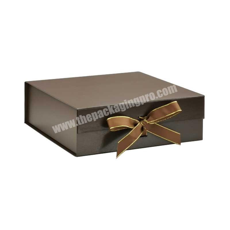 Square large size coffee magnetic fold flat giftbox with magnet lid