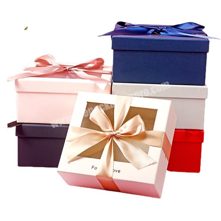 Top Clear Lid Paper Box with Decorative Cute Ribbon Bow  2020 Pink Eyelash Packaging Gift Box