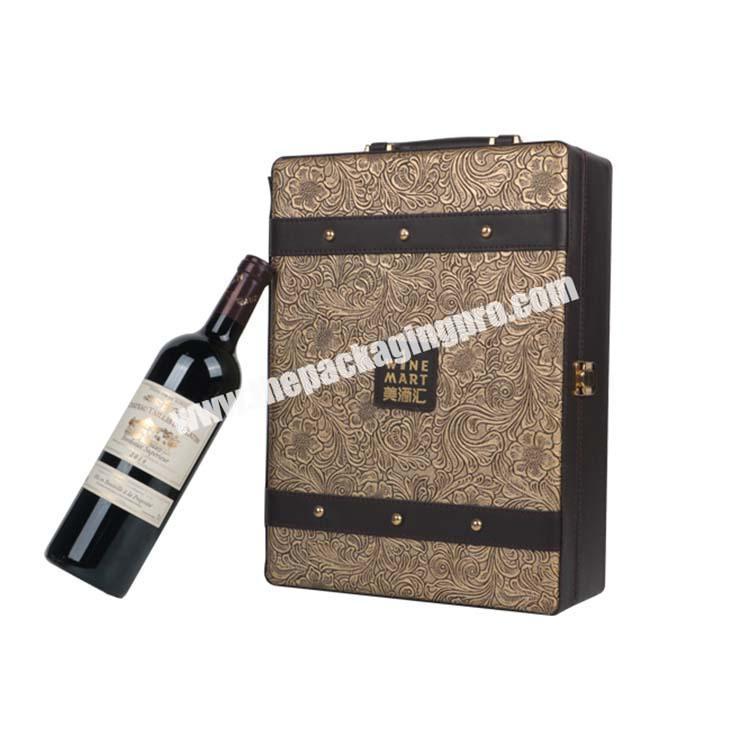 Luxury Custom Red Wine Packaging Two Glass Bottle Paper Cardboard Wine Gift Box