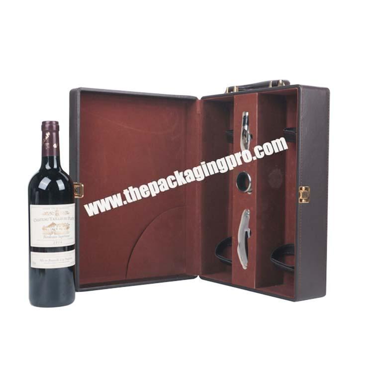 Two Bottle Wine Packaging Paper Box with Logo Professional Custom Fashion Gift Box Pine Leather as Picture Pu Leather Handmade