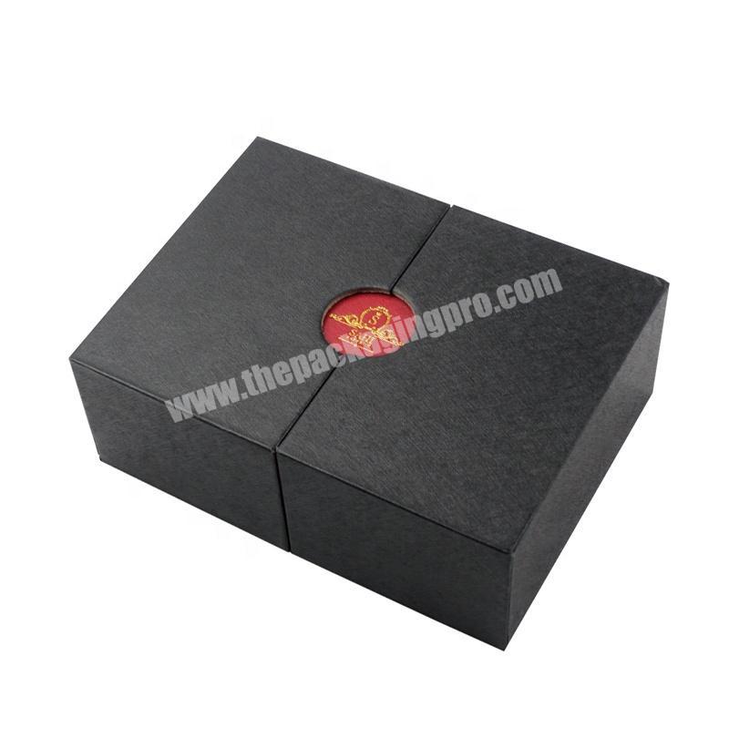Two Flap Lid Open Luxury Gold Paper Perfume Gift Box